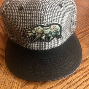 GRASSROOTS BEAR COLLECTION Stylish Black and Gray Cap CANNA BEAR Velcro patch.